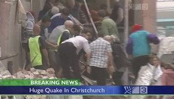 Rescuer makes rescue operation after deadly quake