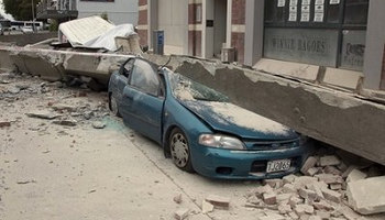 Car is crushed by beam in central Christchurch