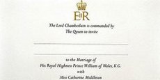William and Kate's wedding invitation