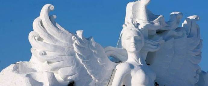 Swan girl rises out of snow in NE China