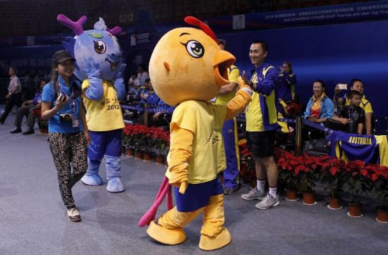 Mascot show before Thomas Cup and Uber Cup in Wuhan