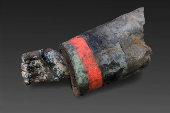 The forearm and hand of a terracotta warrior