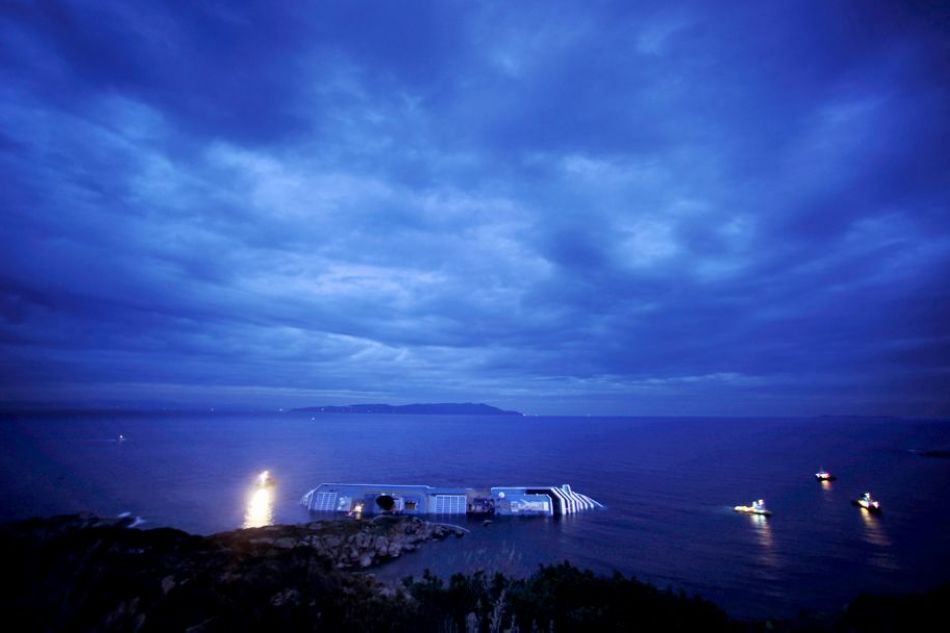 Cruise ship Costa Concordia ran aground off Italy