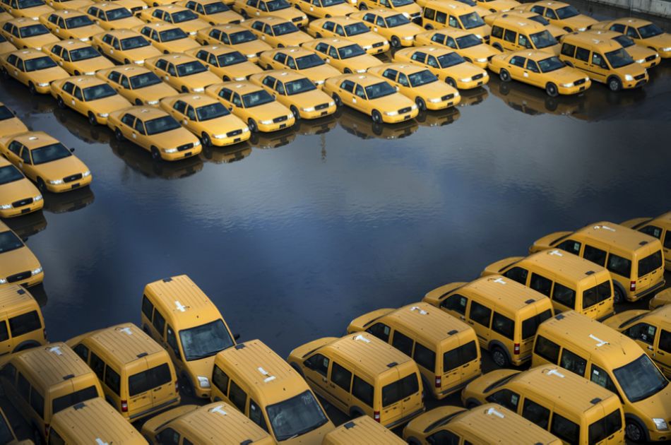 Taxis seen after Sandy slams New Jersey